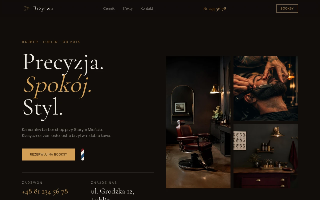 Zrzut strony Lublin Clip & Co — salon barberski i fotografie wnętrza